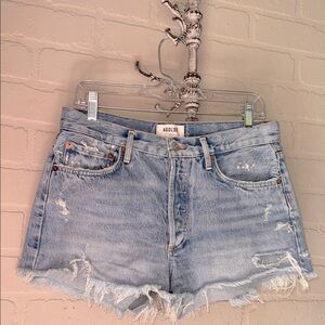 AGOLDE Parker shorts blue Jean denim distressed 28 frayed hem 100% cotton